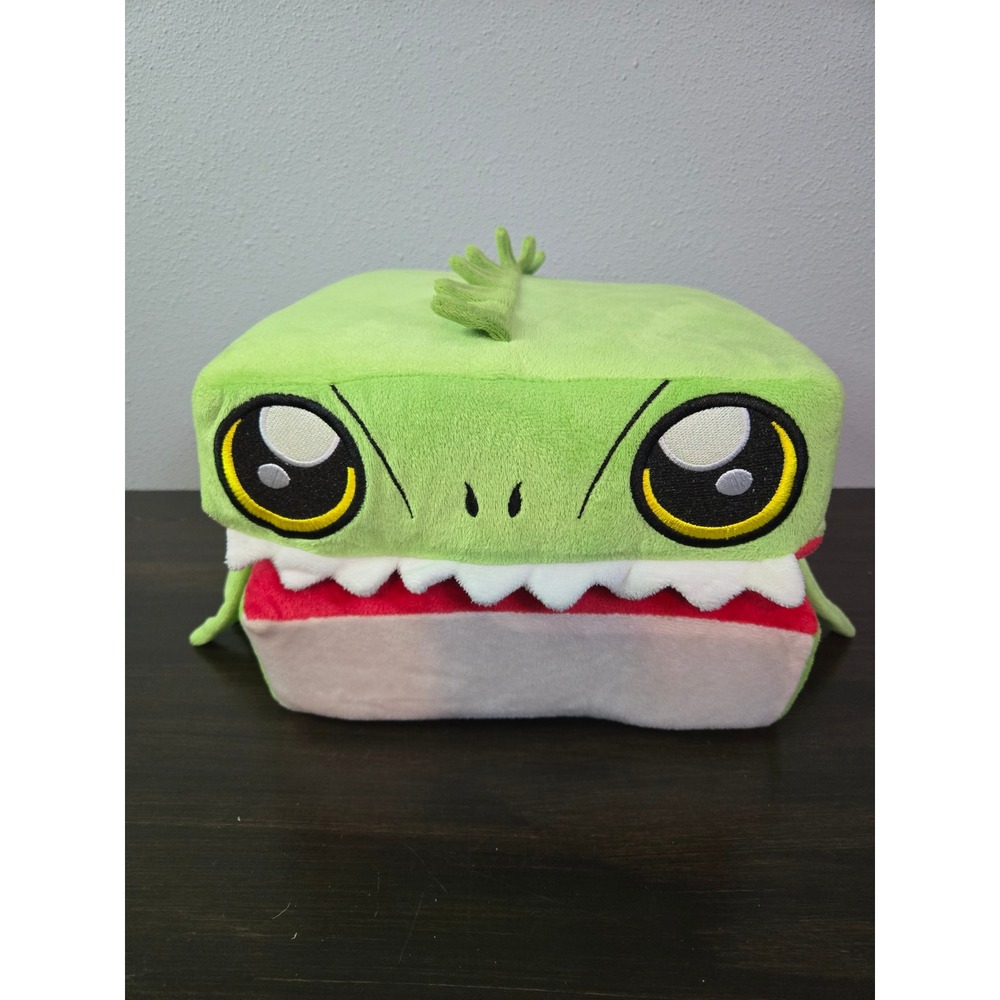 Posh Paws‎ Green Dinosaur Boxy Plush Stuffed Animal Wide Mouth Toy